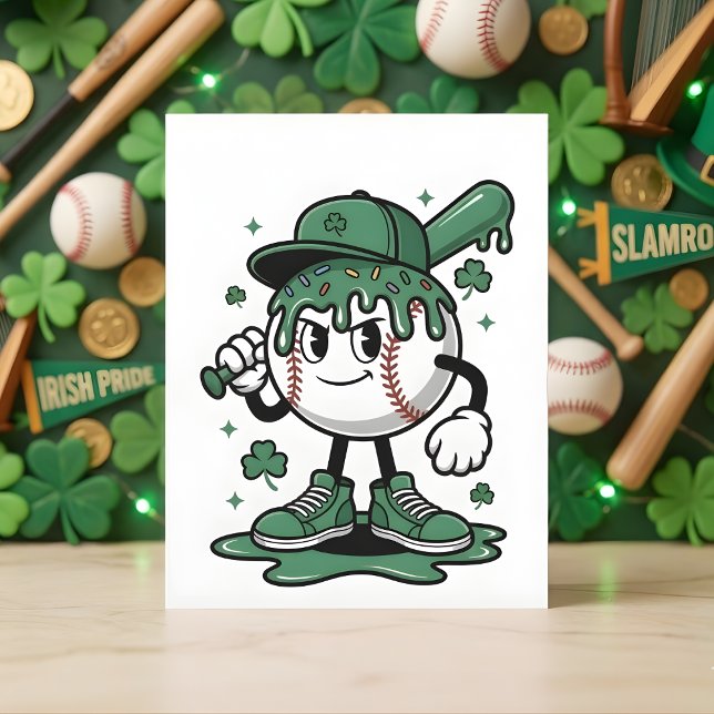 St Patricks dag baseboll Lucky Shamrock Julkort (Skapare uppladdad)