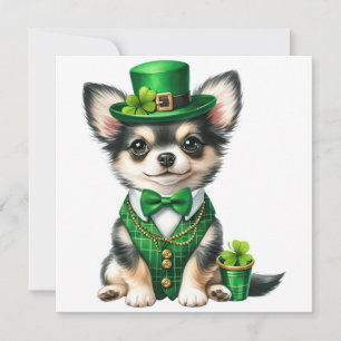 St. Patricks dag Chihuahua hund Julkort