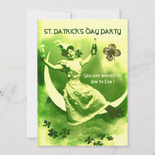ST. PATRICKS DAG FEST MOON DAM MED SHAMROCKS INBJUDNINGAR