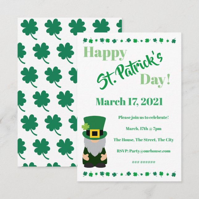 St Patricks Dag Festfirande Inbjudningar (Fram/baksida)