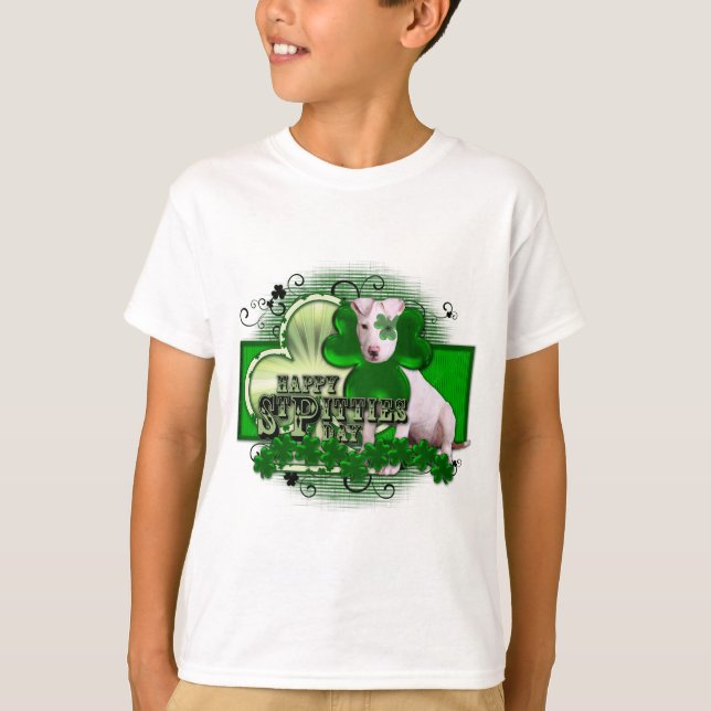 St Patricks - dag för St Pitties - Pitbull - Petey Tee Shirt (Framsida)