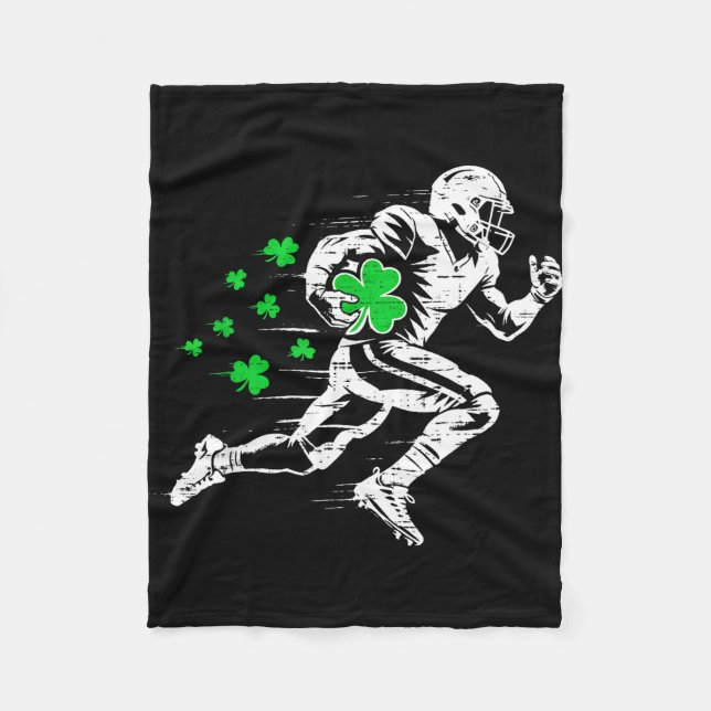 St patricks dag fotboll silhuett shamrock fleecefilt (Framsidan)
