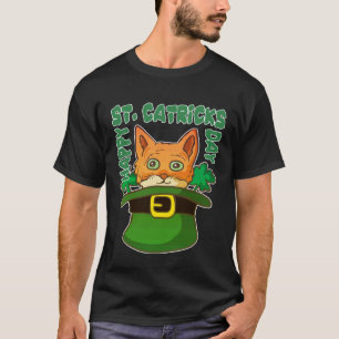 St Patricks dag Glad Tabby Katt Leprechaun Shamroc T Shirt