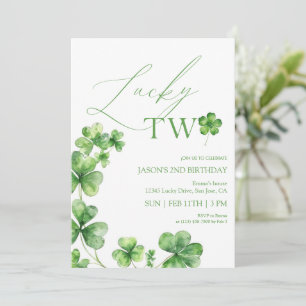 St. Patrick's dag grön Lucky Two Andra Födelsedag Inbjudningar