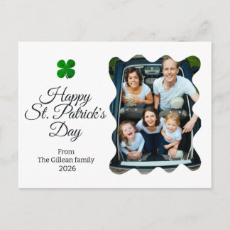 St. patricks dag Gröna Shamrocks familjefoto Helg Vykort