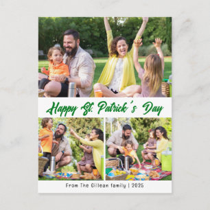 St. patricks dag Gröna Shamrocks familjefoto Helg Vykort