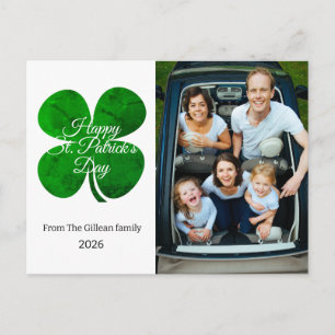 St. patricks dag Gröna Shamrocks familjefoto Helg Vykort