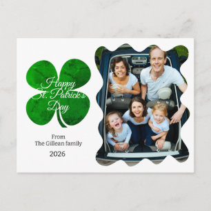 St. patricks dag Gröna Shamrocks familjefoto Helg Vykort