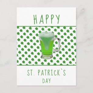 St. Patricks dag Grönt Öl Klöver Mönster Vykort