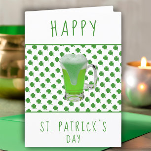 St. Patricks dag Grönt Öl Shamrock Mönster Helgkort