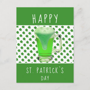 St. Patricks dag Grönt Öl Shamrock Mönster Vykort