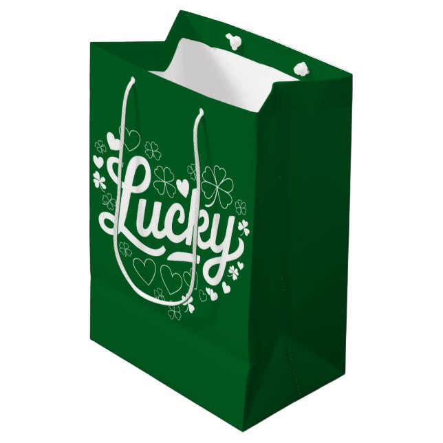 St Patricks dag hjärta Lucky Clover Shamrock  (Framsidan Vinklad)