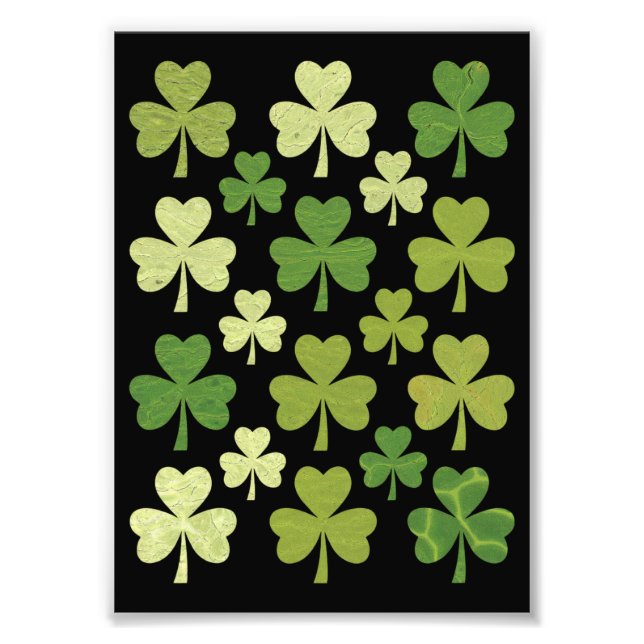 St Patricks dag hjärta Lucky Clover Shamrock  Fototryck (Framsidan)