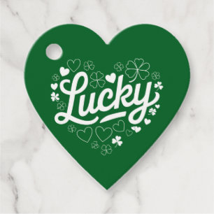 St Patricks dag hjärta Lucky Clover Shamrock Gåvor Etiketter