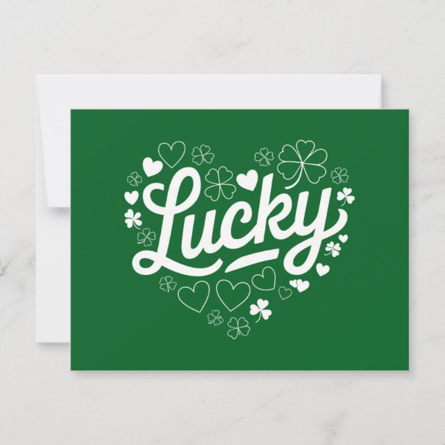 St Patricks dag hjärta Lucky Clover Shamrock  Inbjudningar (Framsida)