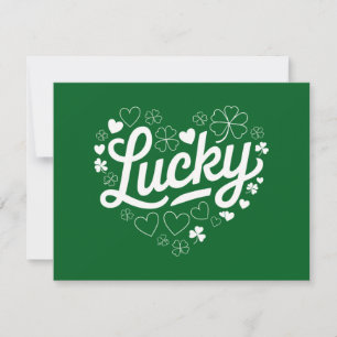 St Patricks dag hjärta Lucky Clover Shamrock Inbjudningar
