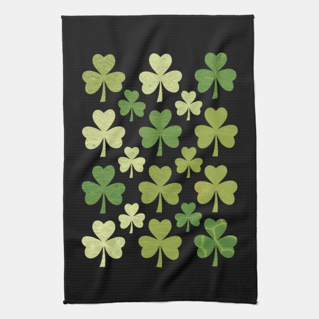 St Patricks dag hjärta Lucky Clover Shamrock  Kökshandduk (Vertikal)
