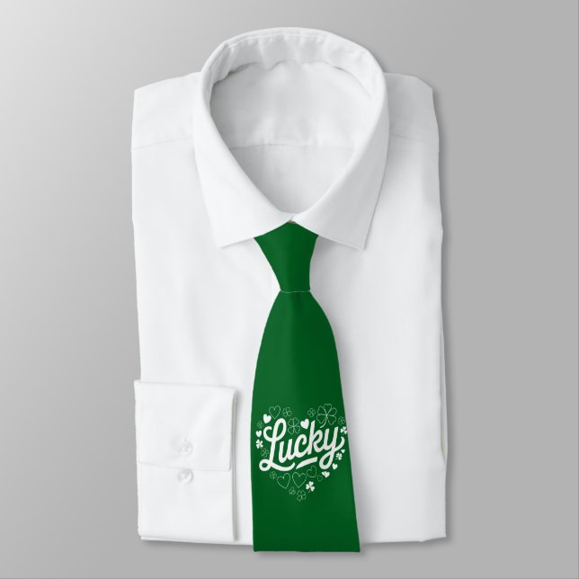 St Patricks dag hjärta Lucky Clover Shamrock  Slips (Bunden)
