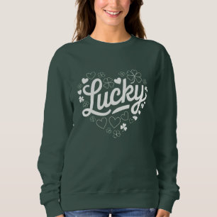 St Patricks dag hjärta Lucky Clover Shamrock T Shirt