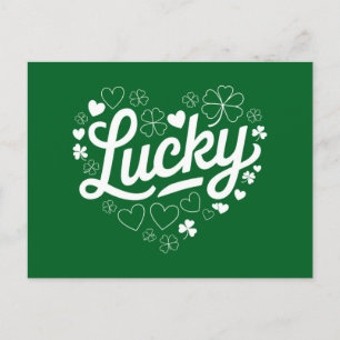 St Patricks dag hjärta Lucky Clover Shamrock Vykort