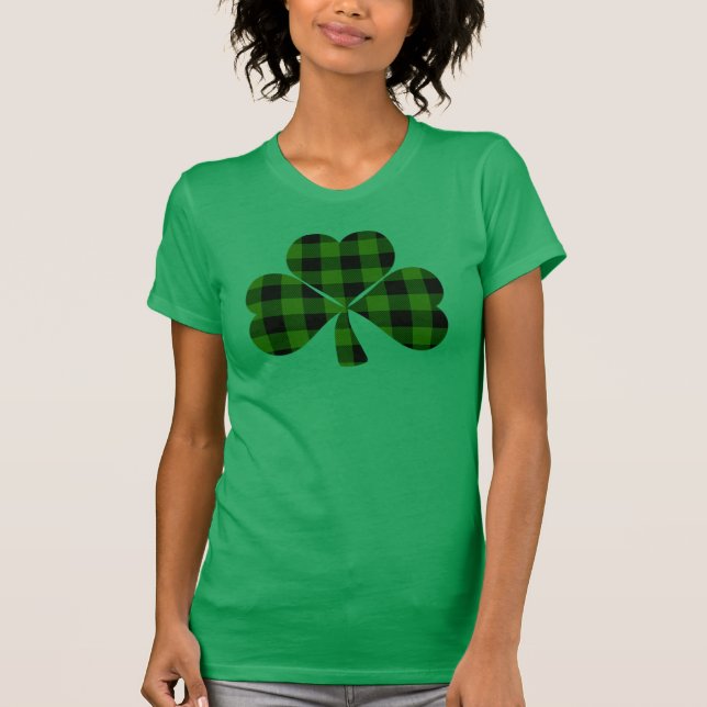 St. Patricks dag, irländsk grön rutig klöver T Shirt (Framsida)