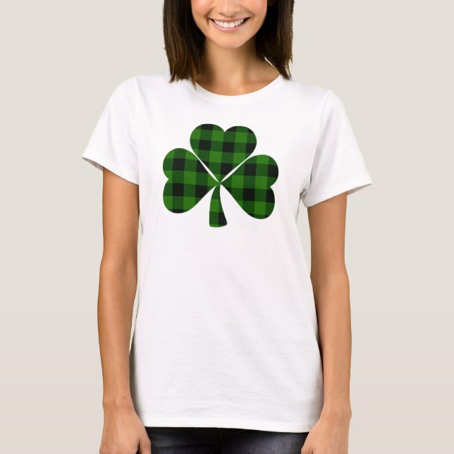 St. Patricks dag, irländsk grön rutig klöver T Shirt (Framsida)
