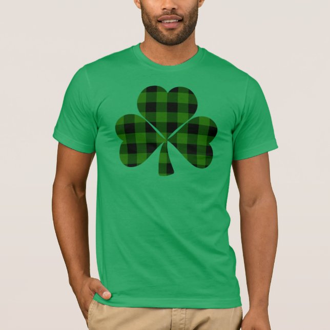 St. Patrick's dag, irländsk grön rutmönstrad klöve T Shirt (Framsida)