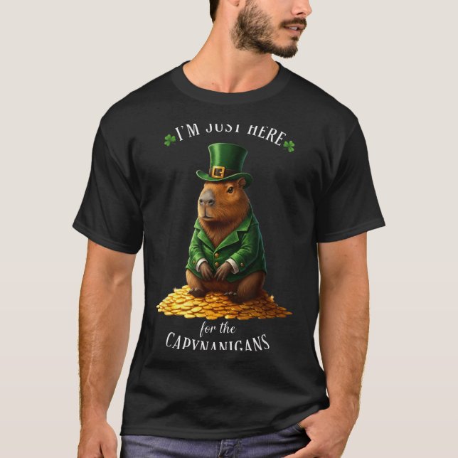 St patricks dag kapybara leprechaun guldmynt t shirt (Framsida)