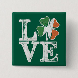 St Patricks Dag Kärlek Lucky Irländska Shamrock Gr Knapp