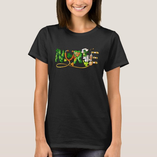 St Patricks dag Lucky Nurse T Shirt (Framsida)