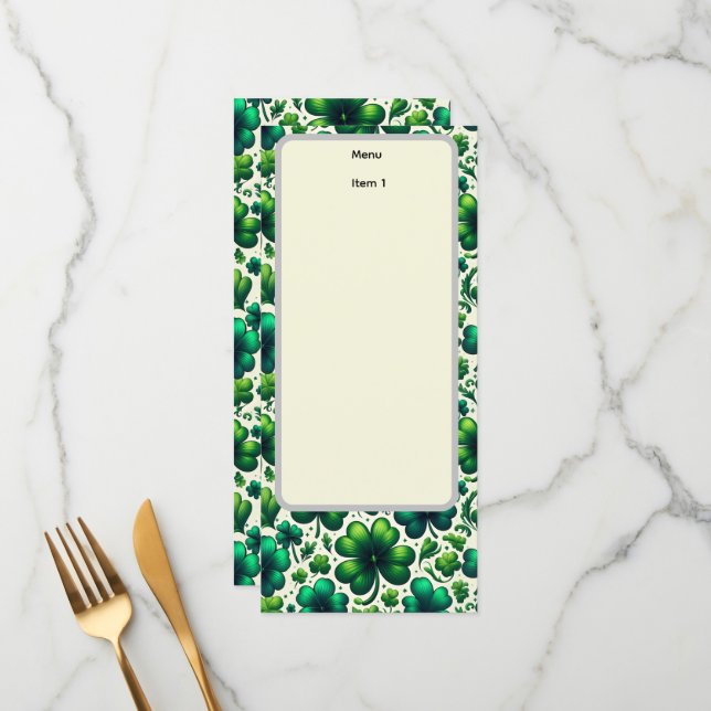 St. Patricks dag-meny Meny (Fram/Back In Situ)