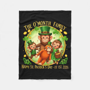 St patricks dag punch apa rolig söt djur  fleecefilt