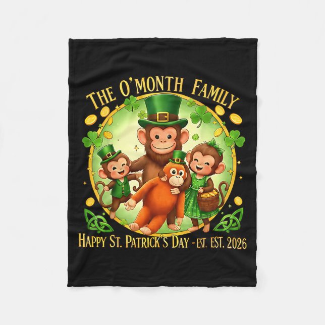 St patricks dag punch apa rolig söt djur  fleecefilt (Framsidan)