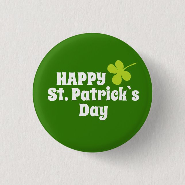 St Patricks dag Shamrock Grön Knapp (Framsida)