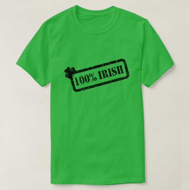 St. Patrick's Day 100% Irish Shamrock Grönt M T Tee (Design framsida)