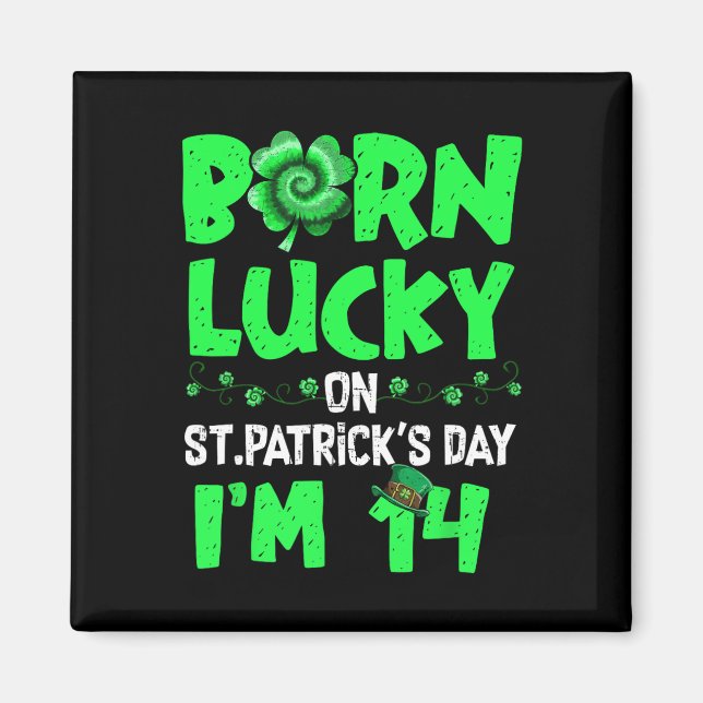 St Patricks Day 14-års Pojke Flicka 14 År Gammal Magnet (Framsidan)