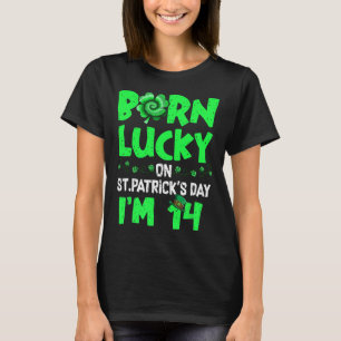 St patricks day 14:e födelsedagstjejen 14 år gamma t shirt