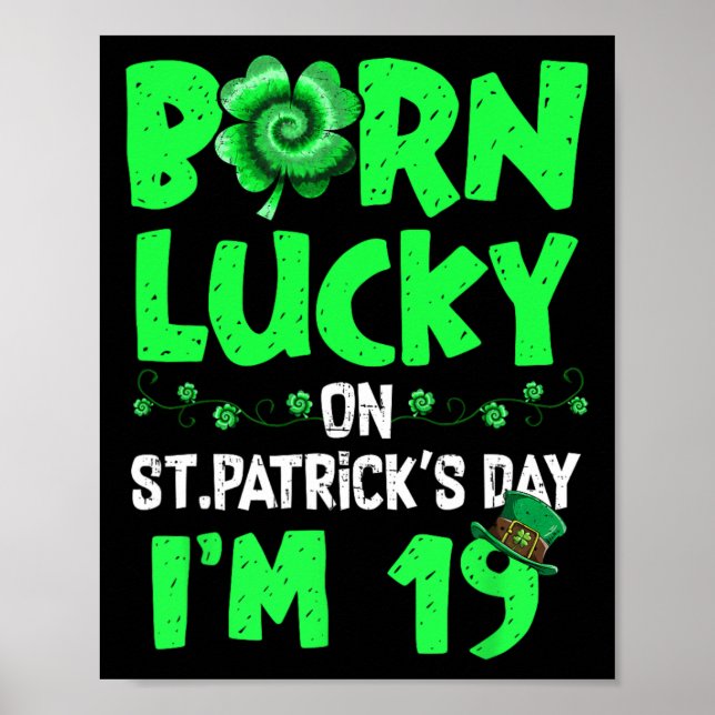 St patricks day 19:e födelsedag 19 år gammal poster (Framsidan)