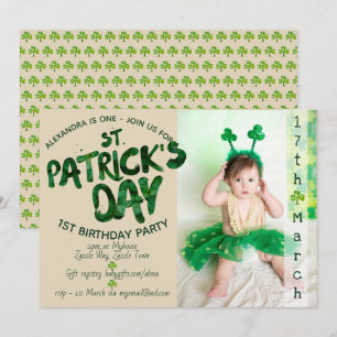 St patrick's day 1:a BIRTHDAY - FOTO-inbjudan Inbjudningar