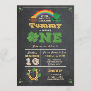 St. Patricks Day 1:a födelsedagen Party Inbjudan O