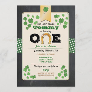 St patricks day 1:a födelsedagspartiets inbjudan 1