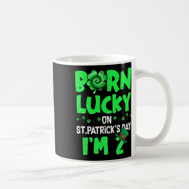 St Patricks Day 2-års födelsedags pojke flicka 2 å Kaffemugg (Höger)