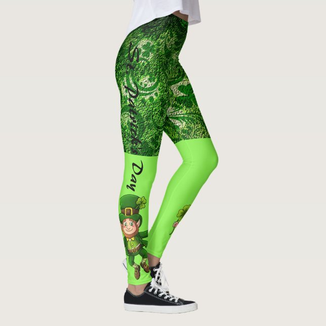 St patrick's day 2 Roligt med tonvikt Leprechaun G Leggings (Höger)