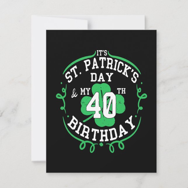St Patricks Day 40-års födelsedagskort Julkort (Framsida)