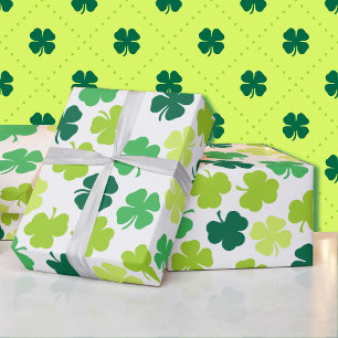 St patrick's day 4 Löv Klöver Grönt White Presentpapper