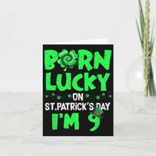 St patricks day 9:e födelsedagstjejen 9 år gammal kort