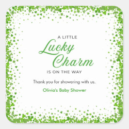 St Patrick's Day A Little Lucky Charm Baby Shower  Fyrkantigt Klistermärke