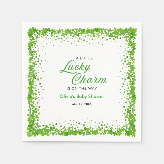 St Patrick's Day A Little Lucky Charm Baby Shower  Pappersservett (Framsidan)