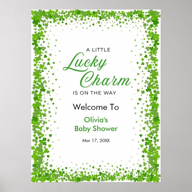 St Patrick's Day A Little Lucky Charm Baby Shower  Poster (Framsidan)
