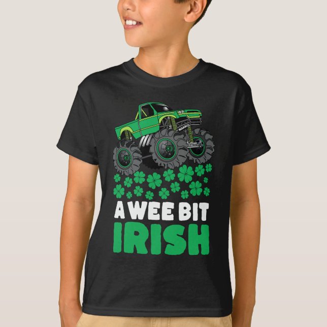 St patricks day A Wee Bit Irish Monster Lastbil T Shirt (Framsida)